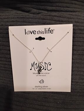 NWT Love This Life Sterling Silver Music Symbol Charm Necklace Firm Price